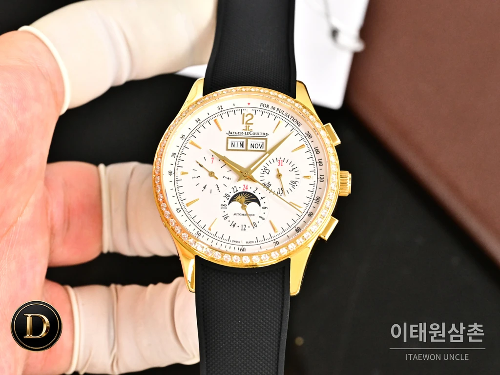 예거르쿨트르 마스터 컨트롤 캘린더 스틸 선레이 다이얼 오토매틱 40mm 실버 다이얼