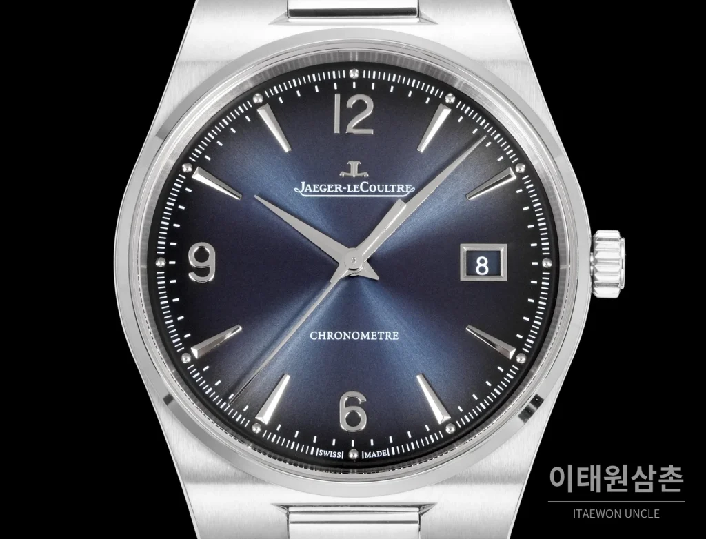 예거르쿨트르 마스터 컨트롤 실버베젤 네이비 선레이 다이얼 오토매틱 38mm