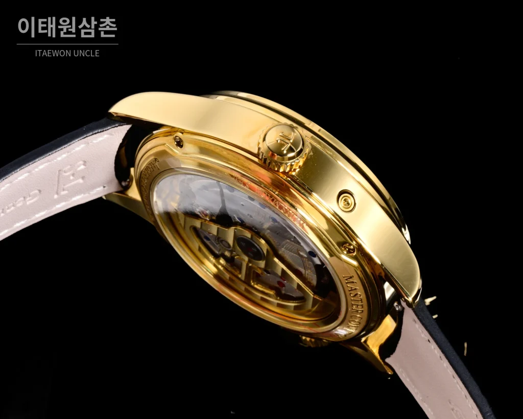 예거르쿨트르 마스터 지오그래픽 스틸 듀얼타임 오토매틱 42mm Q1428421 화이트 다이얼 블랙 가죽 스트랩