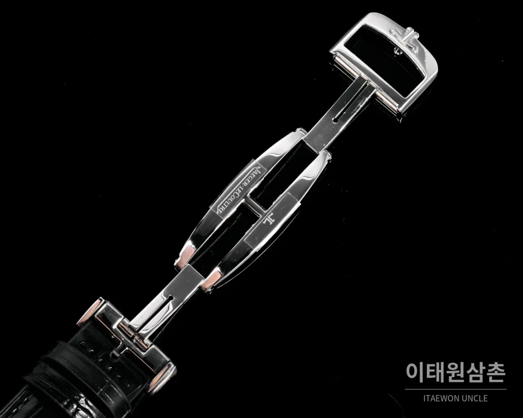 예거르쿨트르 마스터 지오그래픽 스틸 듀얼타임 오토매틱 42mm Q1428421 화이트 다이얼 블랙 가죽 스트랩 (2)