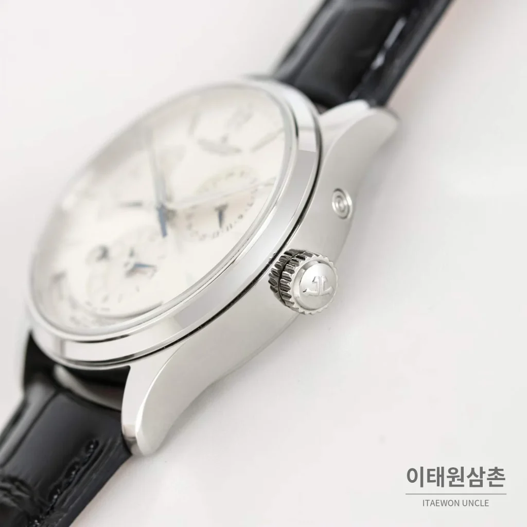 예거르쿨트르 마스터 지오그래픽 가죽밴드 월드타임 오토매틱 실버 시계 39mm 화이트 다이얼