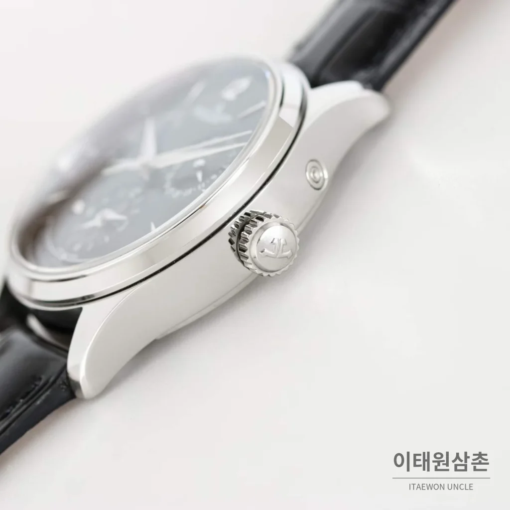 예거르쿨트르 마스터 지오그래픽 가죽밴드 월드타임 오토매틱 불랙다이얼 39mm