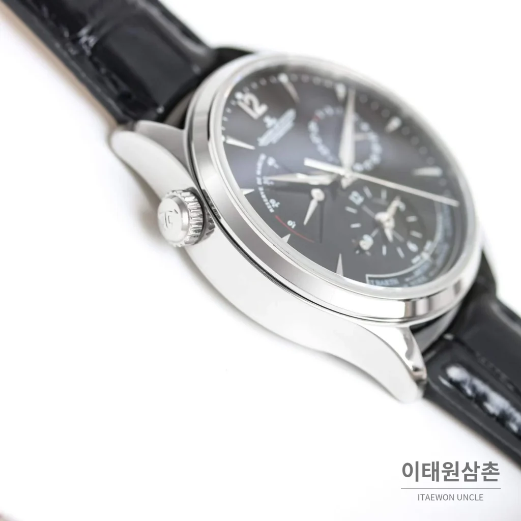 예거르쿨트르 마스터 지오그래픽 가죽밴드 월드타임 오토매틱 불랙다이얼 39mm