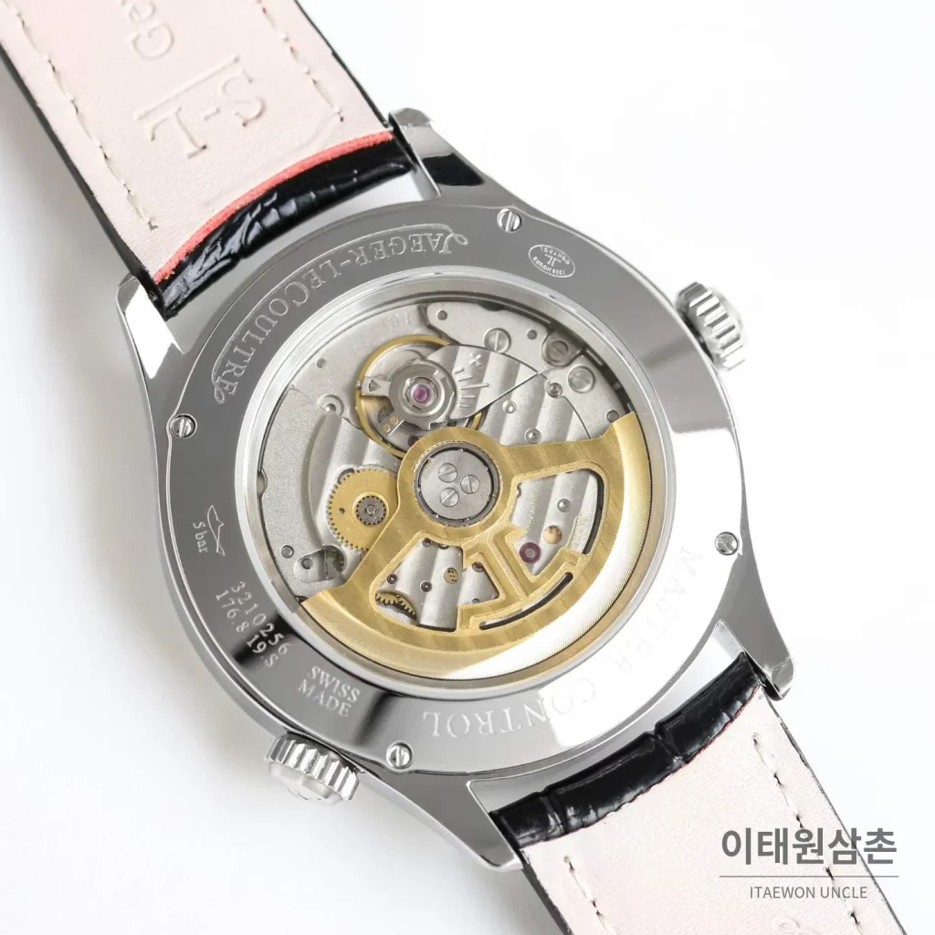 예거르쿨트르 마스터 지오그래픽 가죽밴드 월드타임 오토매틱 불랙다이얼 39mm