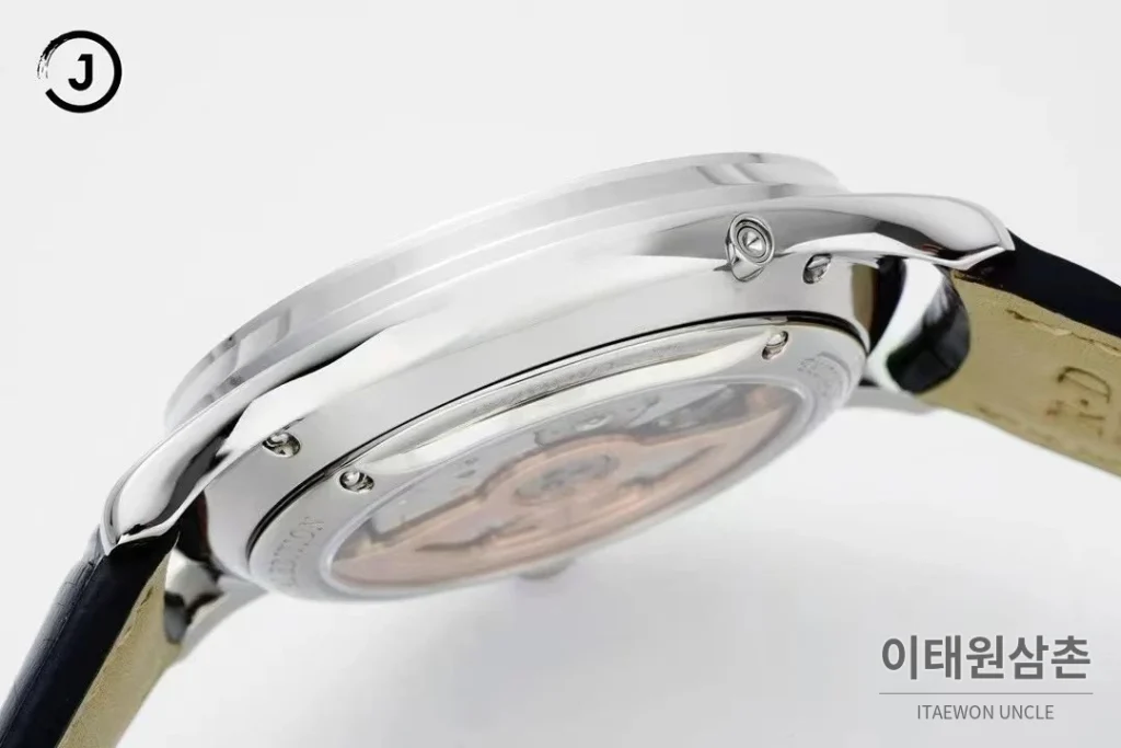 예거르쿨트르 마스터 스틸 퍼페추얼캘린더 실버다이얼 오토매틱 39mm 블랙 가죽 스트랩 (2)