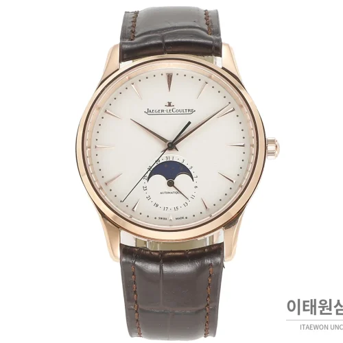 예거르쿨트르 마스터 울트라씬 문페이즈 데이트 오토매틱 39mm 실버 브라운 가죽 스트랩 예거르쿨트르 마스터 울트라씬 문페이즈 데이트 오토매틱 39mm 실버 브라운 가죽 스트랩