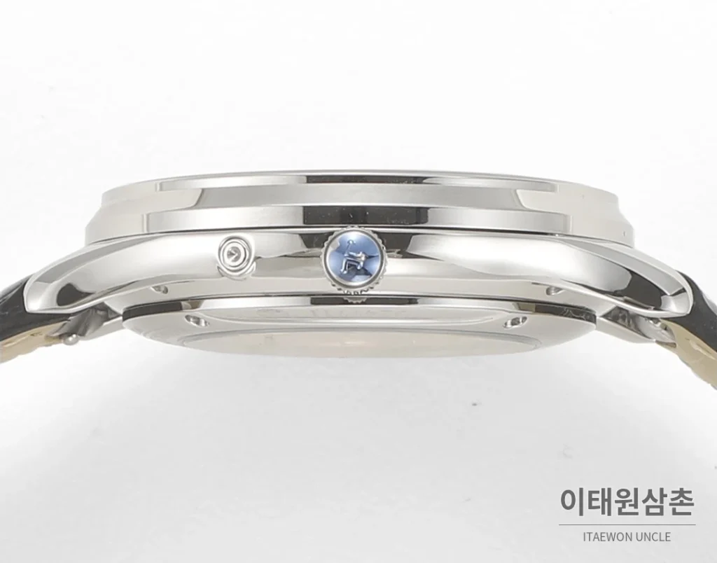 예거르쿨트르 마스터 울트라씬 문페이즈 데이트 오토매틱 39mm 실버 블랙 가죽 스트랩 (3)