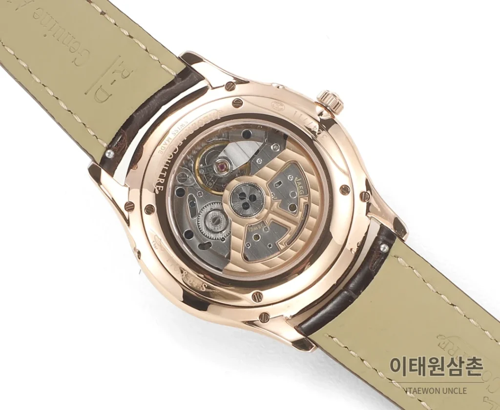 예거르쿨트르 마스터 울트라씬 문페이즈 데이트 오토매틱 39mm 실버 브라운 가죽 스트랩
