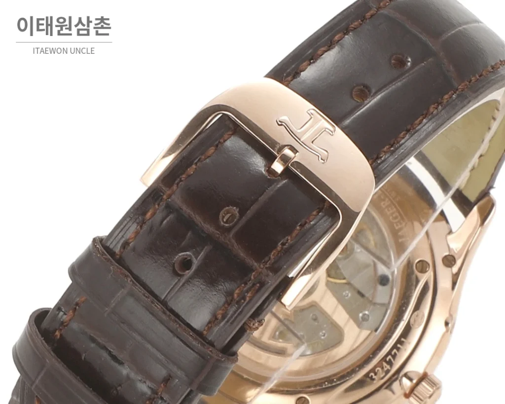예거르쿨트르 마스터 울트라씬 문페이즈 데이트 오토매틱 39mm 실버 브라운 가죽 스트랩