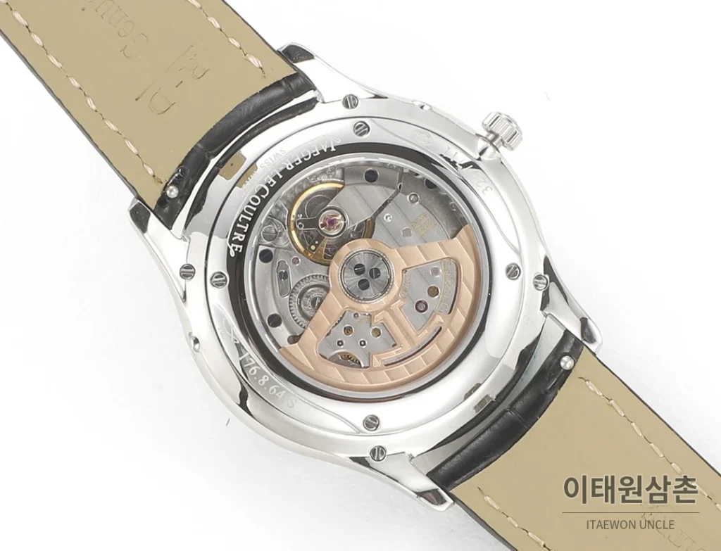 예거르쿨트르 마스터 울트라씬 문페이즈 데이트 오토매틱 39mm 실버 블랙 가죽 스트랩 (3)