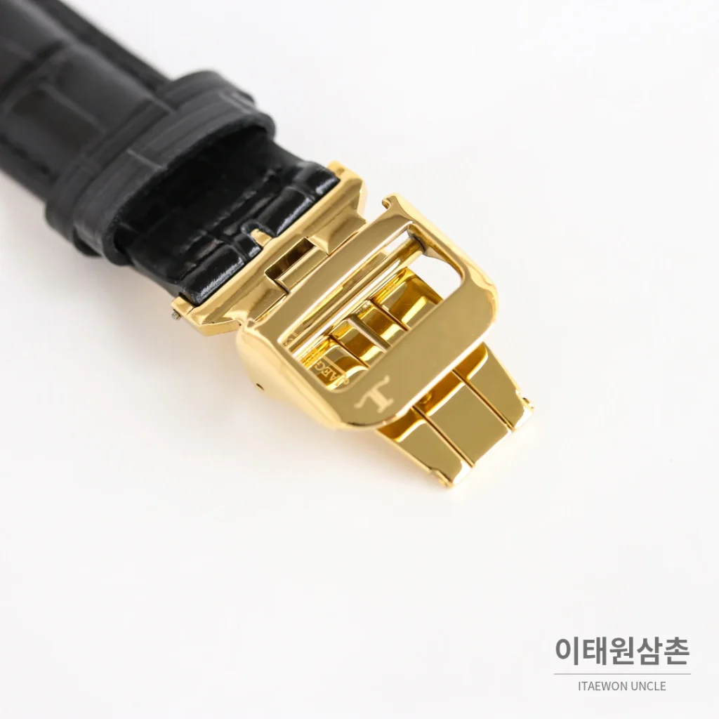 예거르쿨트르 마스터 울트라 씬 스틸 스몰세컨즈 오토매틱 39mm 실버 블랙 가죽 스트랩 골드 베젤