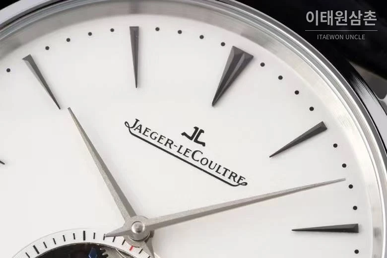 예거르쿨트르 마스터 울트라 씬 투르비옹 실버다이얼 오토매틱 43mm 블랙 가죽 스트랩 (2)
