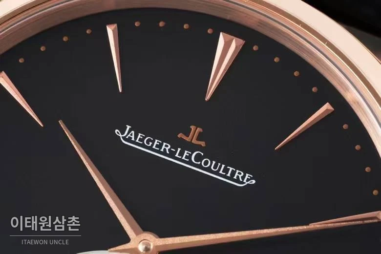 예거르쿨트르 마스터 울트라 씬 투르비옹 실버다이얼 오토매틱 43mm 블랙 가죽 스트랩 로즈골드 베젤