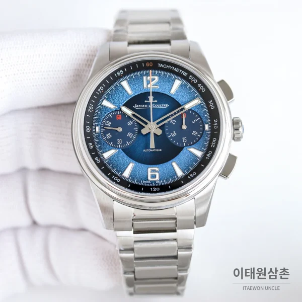 예거르쿨트르 패트리모니 크로노그래프 오토매틱 42mm 블루 다이얼