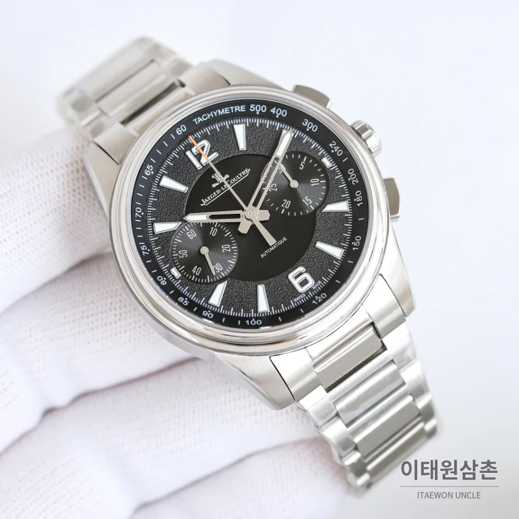 예거르쿨트르 패트리모니 크로노그래프 오토매틱 42mm 블랙 다이얼