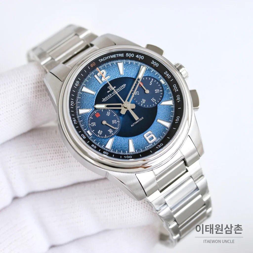 예거르쿨트르 패트리모니 크로노그래프 오토매틱 42mm 블루 다이얼