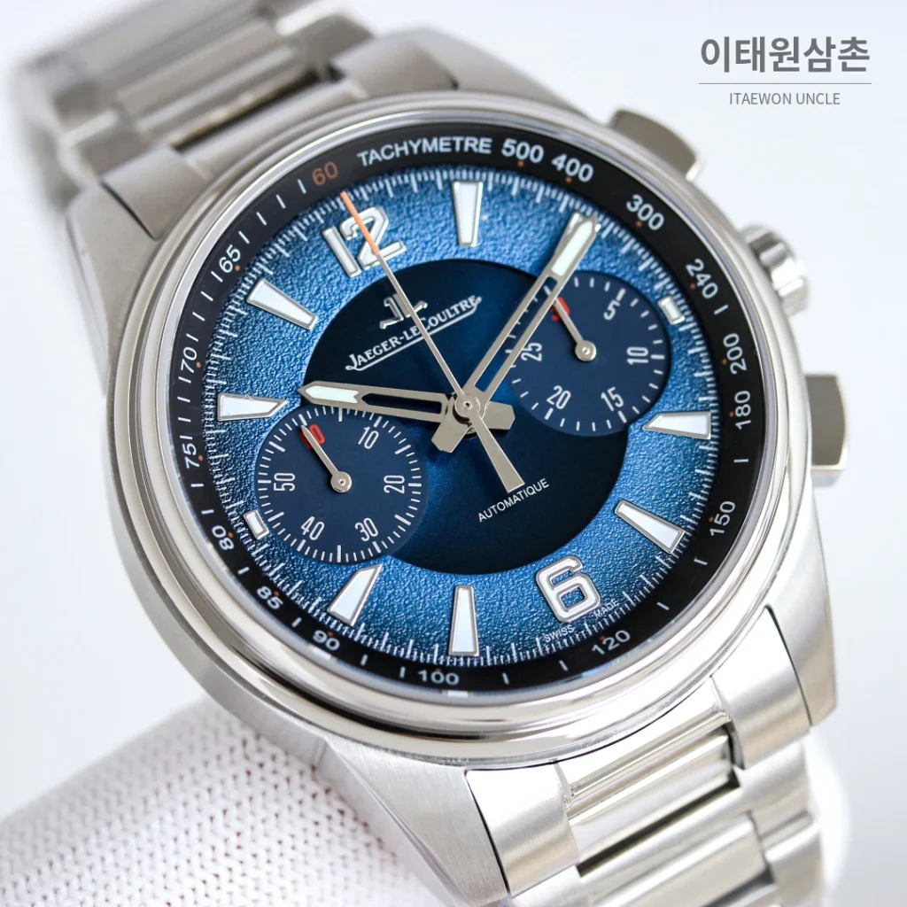 예거르쿨트르 패트리모니 크로노그래프 오토매틱 42mm 블루 다이얼