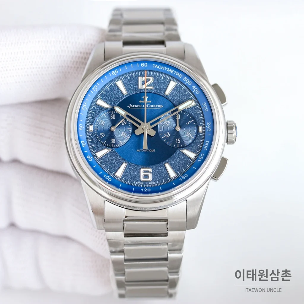 예거르쿨트르 패트리모니 크로노그래프 오토매틱 42mm 블루 다이얼