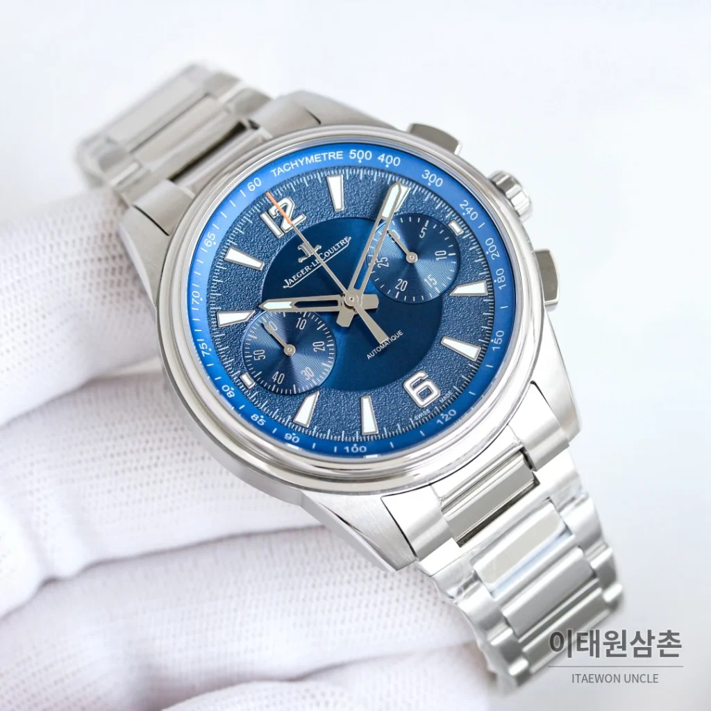 예거르쿨트르 패트리모니 크로노그래프 오토매틱 42mm 블루 다이얼