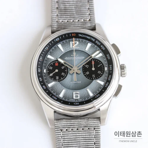 예거르쿨트르 폴라리스 블루다이얼 크로노그래프 오토매틱 42mm 그레이 나일론 스트랩