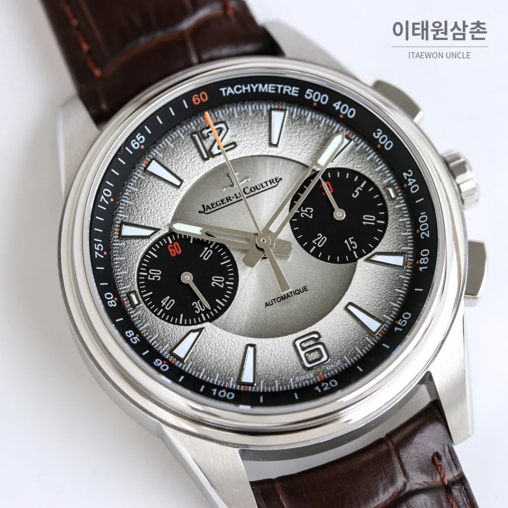 예거르쿨트르 폴라리스 블루다이얼 크로노그래프 오토매틱 42mm 그레이 나일론 스트랩