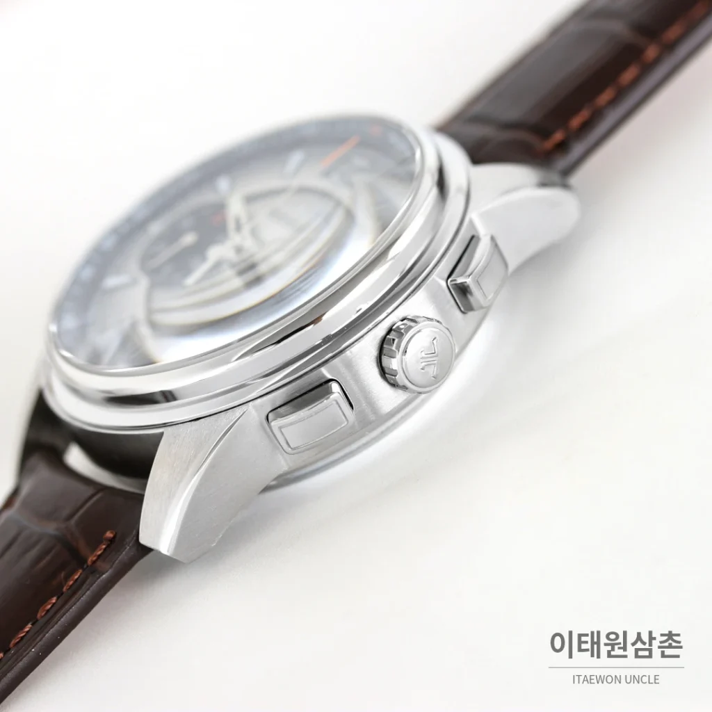 예거르쿨트르 폴라리스 블루다이얼 크로노그래프 오토매틱 42mm 그레이 나일론 스트랩