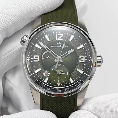 예거르쿨트르 폴라리스 지오그래픽 그레이 월드타임 오토매틱 42mm AP13 그린 다이얼