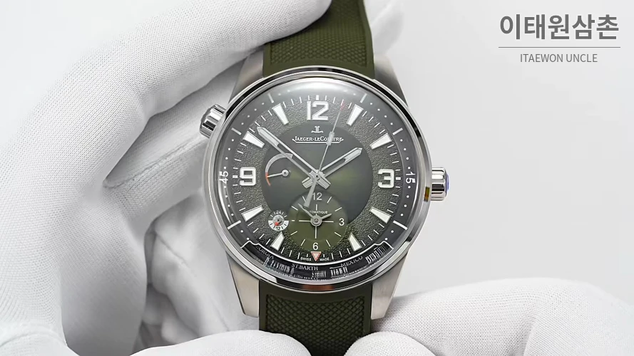 예거르쿨트르 폴라리스 지오그래픽 그레이 월드타임 오토매틱 42mm AP13 그린 다이얼