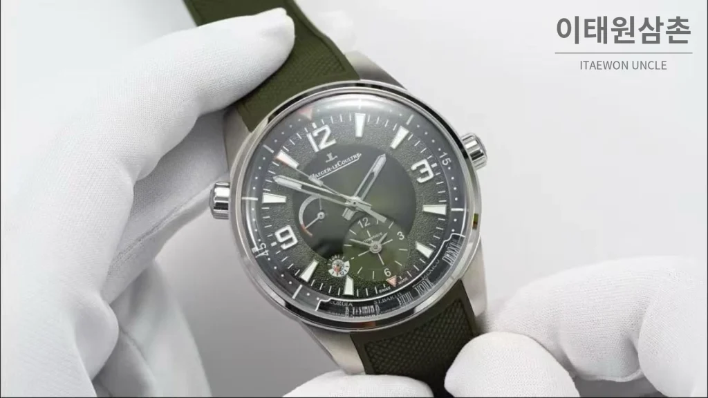 예거르쿨트르 폴라리스 지오그래픽 그레이 월드타임 오토매틱 42mm AP13 그린 다이얼