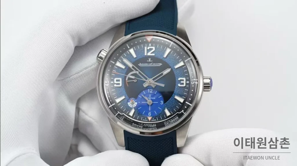 예거르쿨트르 폴라리스 지오그래픽 그레이 월드타임 오토매틱 42mm AP13 블루 다이얼