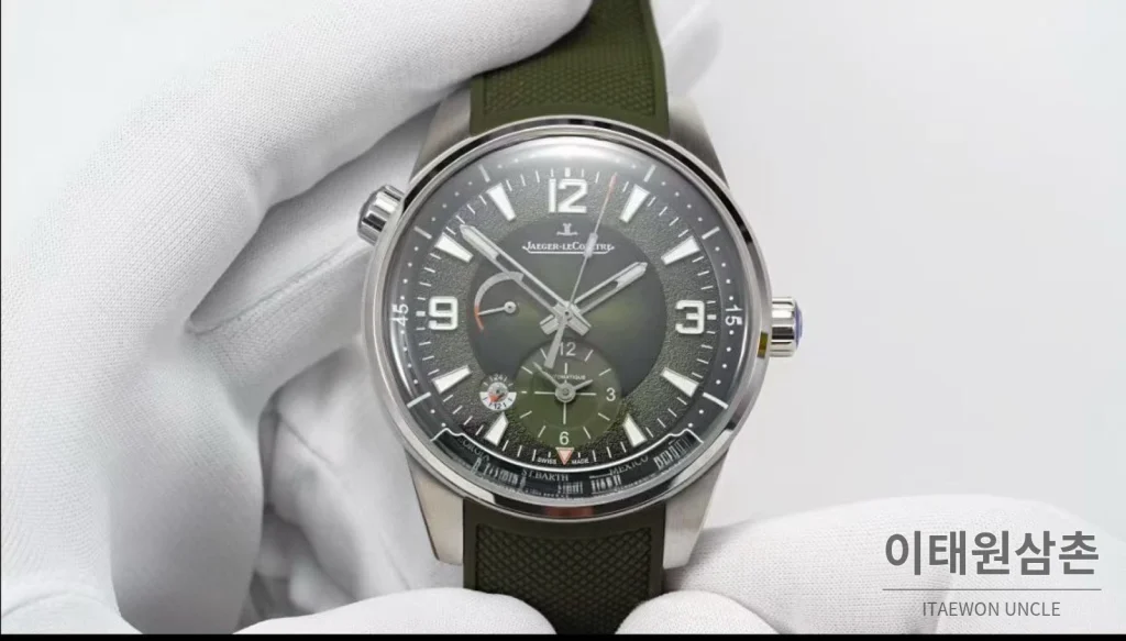예거르쿨트르 폴라리스 지오그래픽 그레이 월드타임 오토매틱 42mm AP13 그린 다이얼