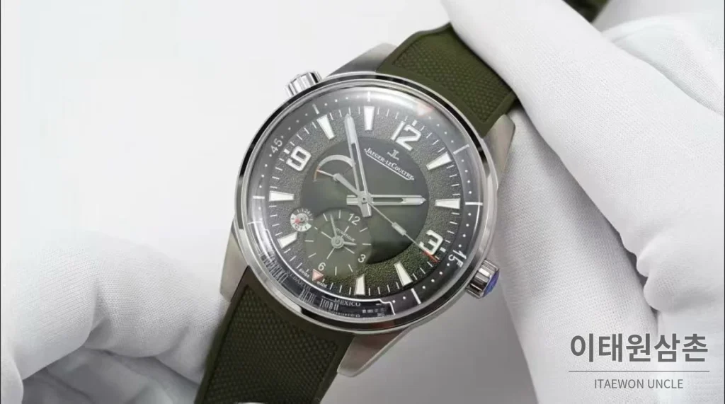 예거르쿨트르 폴라리스 지오그래픽 그레이 월드타임 오토매틱 42mm AP13 그린 다이얼