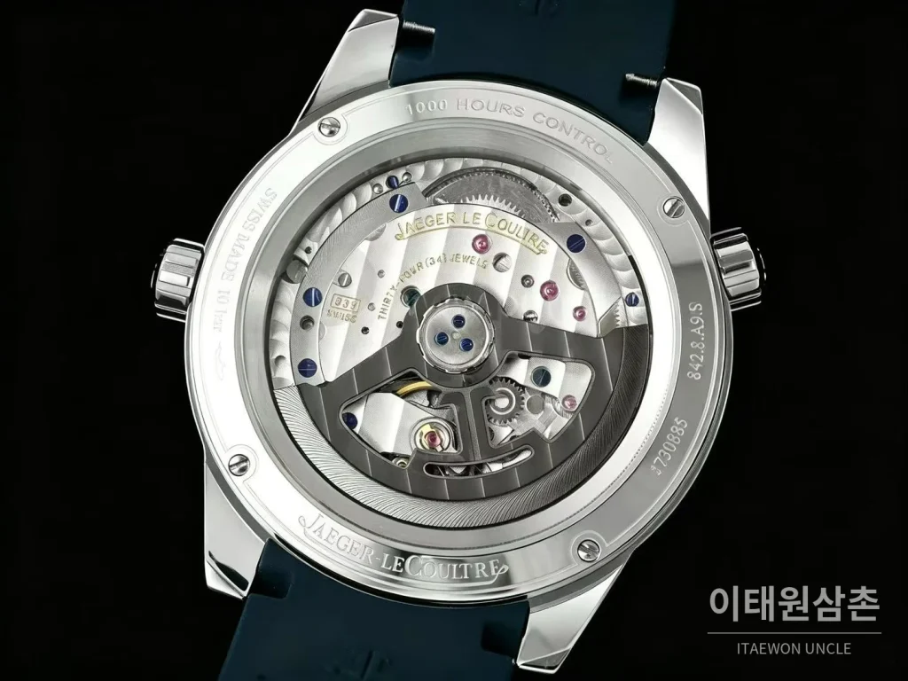 예거르쿨트르 폴라리스 지오그래픽 그레이 월드타임 오토매틱 42mm AP13 블루 다이얼