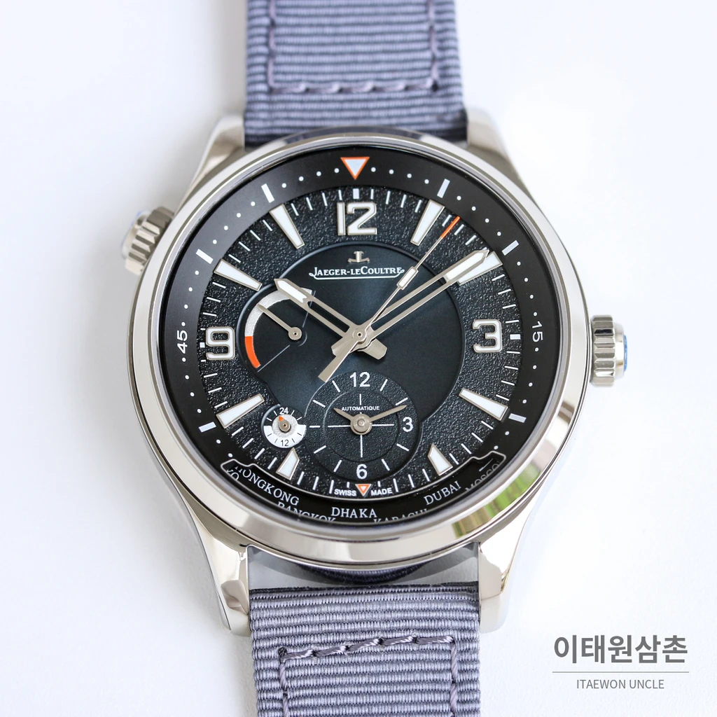 예거르쿨트르 폴라리스 지오그래픽 월드타임 실버베젤 블루블랙다이얼 오토매틱 42mm