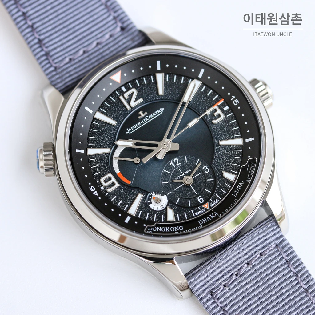 예거르쿨트르 폴라리스 지오그래픽 월드타임 실버베젤 블루블랙다이얼 오토매틱 42mm