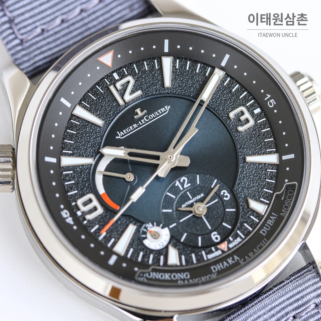 예거르쿨트르 폴라리스 지오그래픽 월드타임 실버베젤 블루블랙다이얼 오토매틱 42mm
