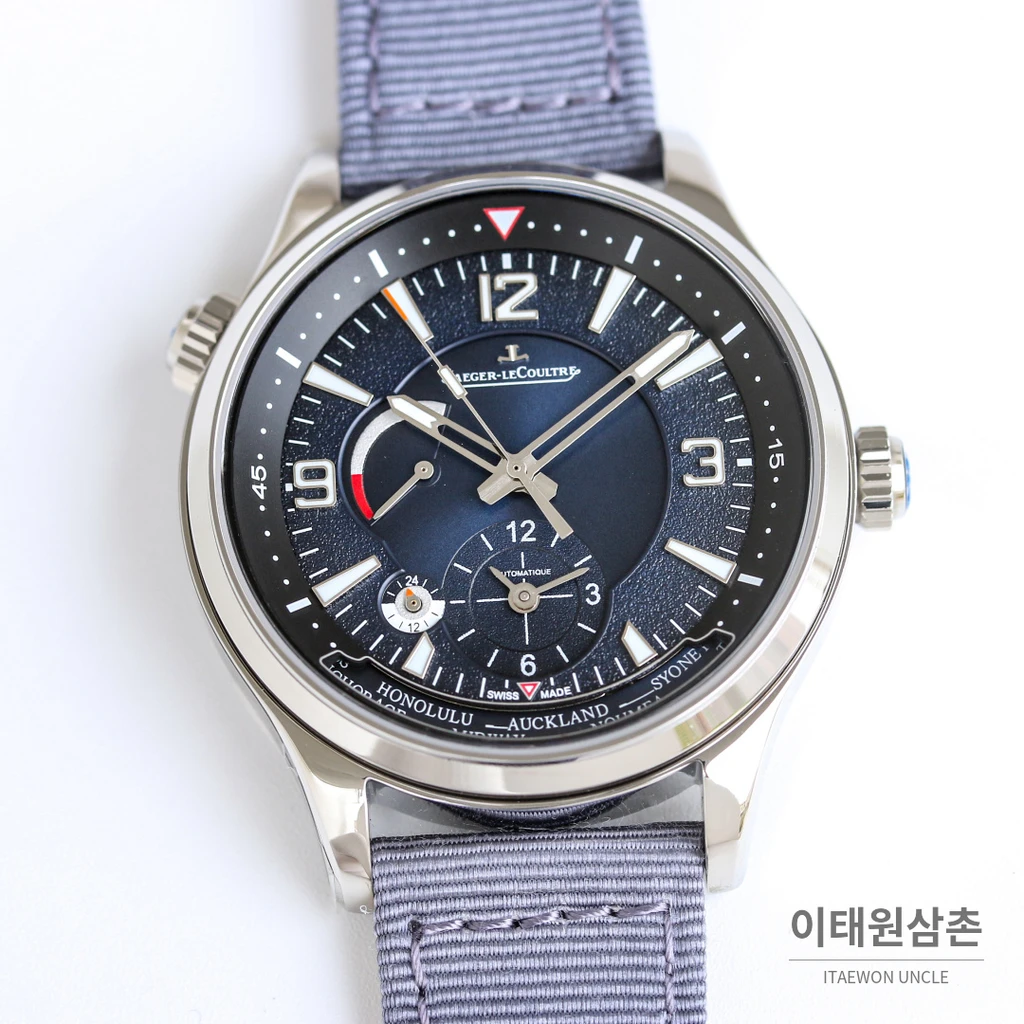 예거르쿨트르 폴라리스 지오그래픽 월드타임 실버베젤 블루블랙다이얼 오토매틱 42mm
