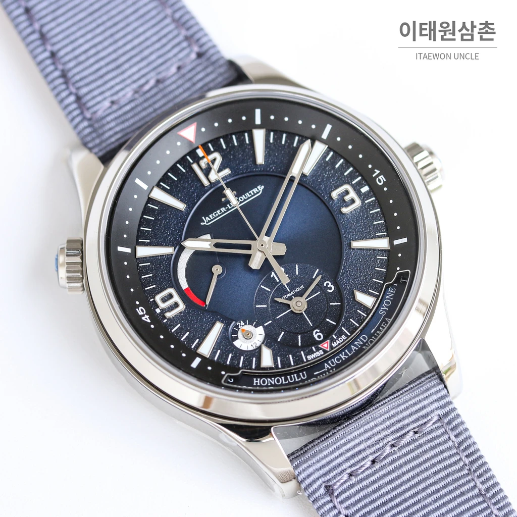 예거르쿨트르 폴라리스 지오그래픽 월드타임 실버베젤 블루블랙다이얼 오토매틱 42mm