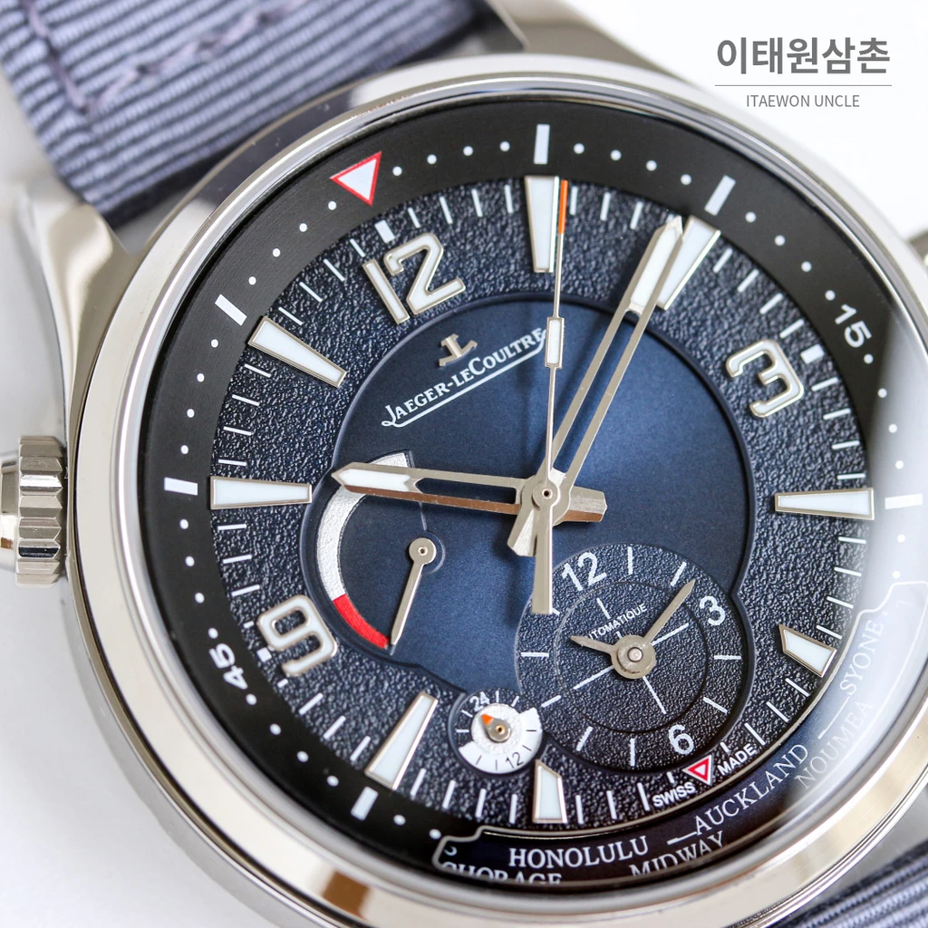 예거르쿨트르 폴라리스 지오그래픽 월드타임 실버베젤 블루블랙다이얼 오토매틱 42mm
