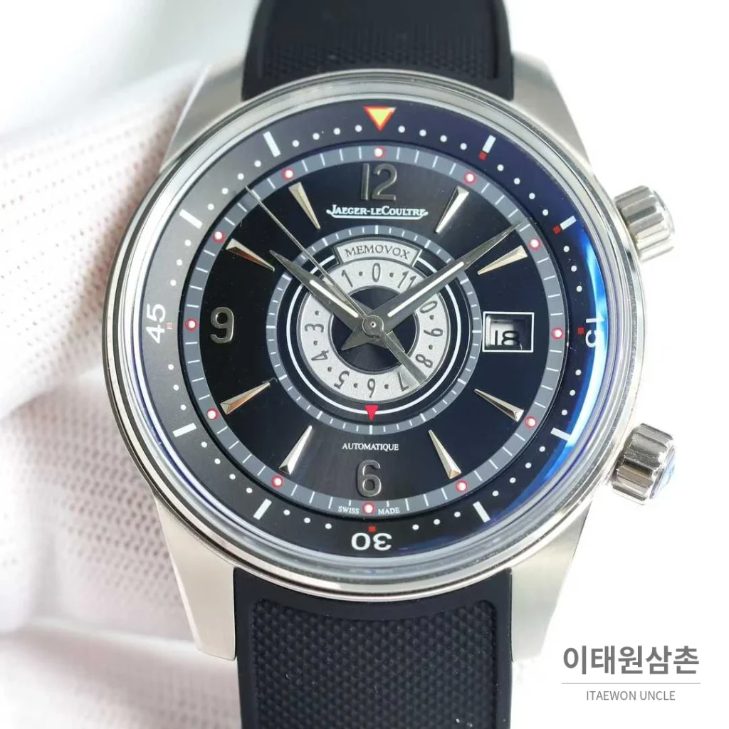 예거르쿨트르 폴라리스 러버밴드 블랙다이얼 데이트 오토매틱 42mm (2)