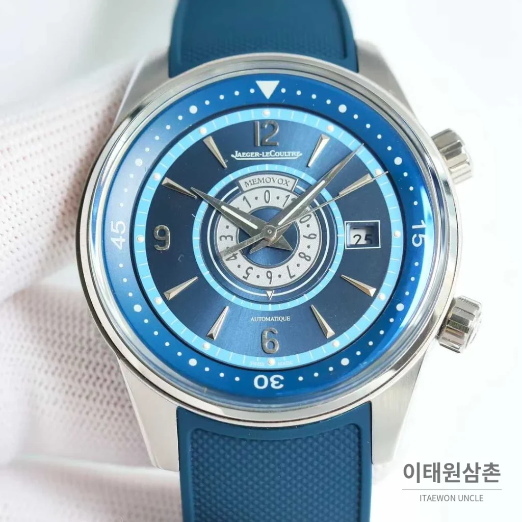 예거르쿨트르 폴라리스 러버밴드 블랙다이얼 데이트 오토매틱 42mm