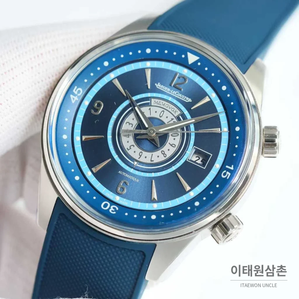 예거르쿨트르 폴라리스 러버밴드 블랙다이얼 데이트 오토매틱 42mm
