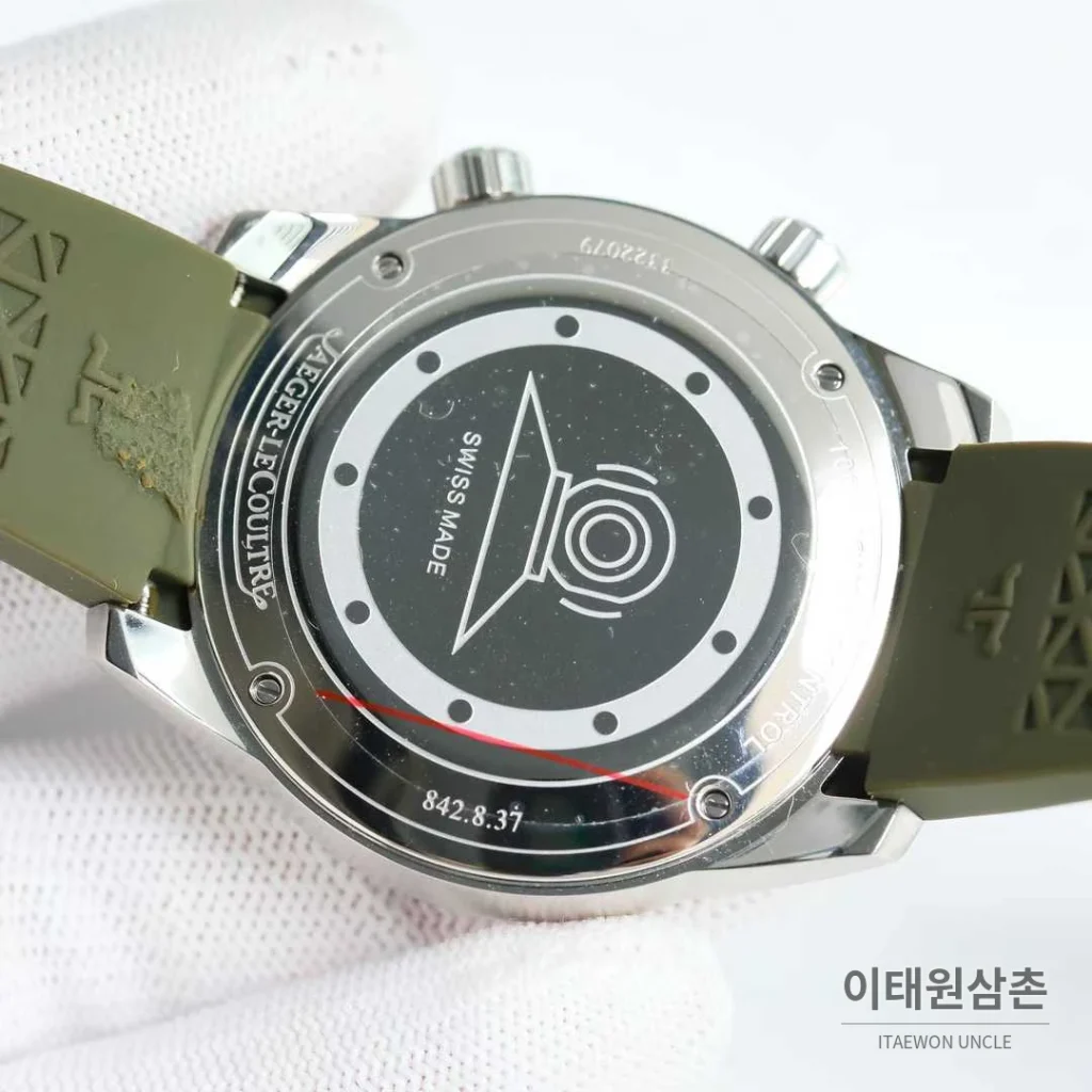 예거르쿨트르 폴라리스 러버밴드 블랙다이얼 데이트 오토매틱 42mm 블루 베젤