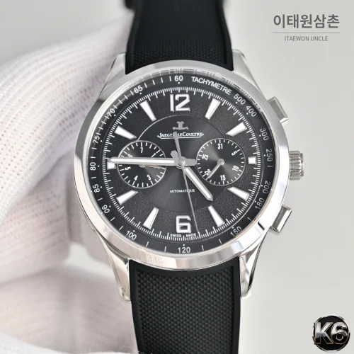예거르쿨트르 폴라리스 스틸 선레이 다이얼 오토매틱 42mm 블랙 러버 스트랩