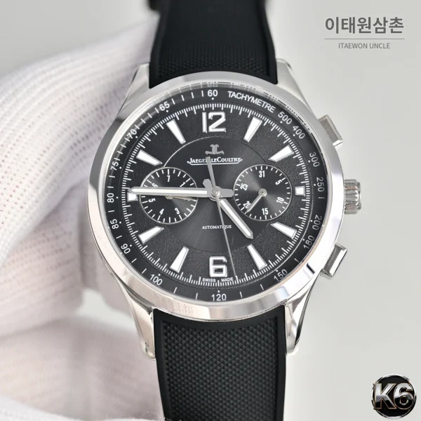 예거르쿨트르 폴라리스 스틸 선레이 다이얼 오토매틱 42mm 블랙 러버 스트랩