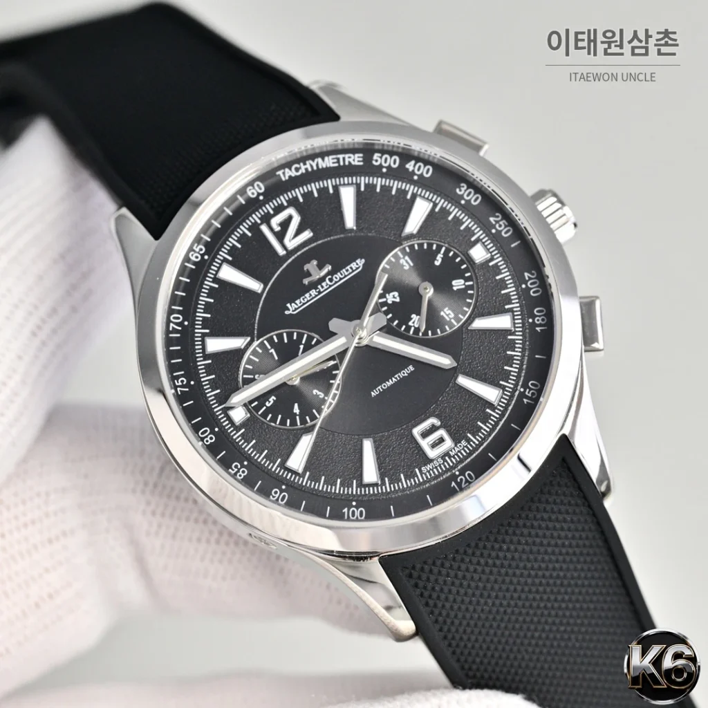 예거르쿨트르 폴라리스 스틸 선레이 다이얼 오토매틱 42mm 블랙 러버 스트랩