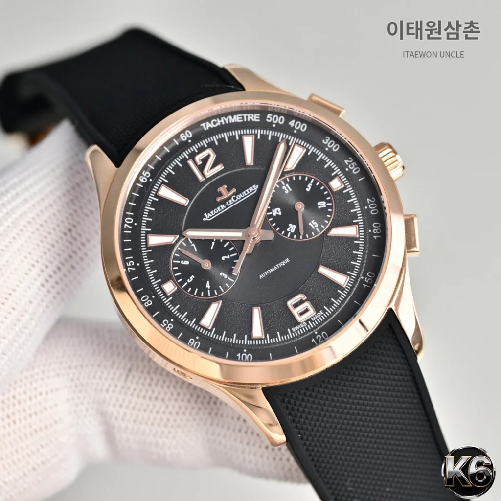 예거르쿨트르 폴라리스 스틸 선레이 다이얼 오토매틱 42mm 블랙 러버 스트랩