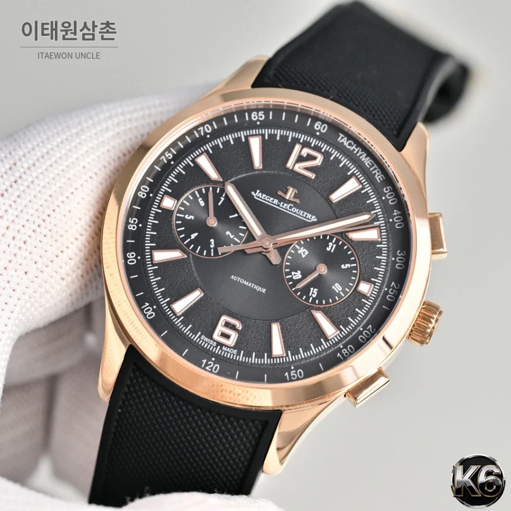 예거르쿨트르 폴라리스 스틸 선레이 다이얼 오토매틱 42mm 블랙 러버 스트랩