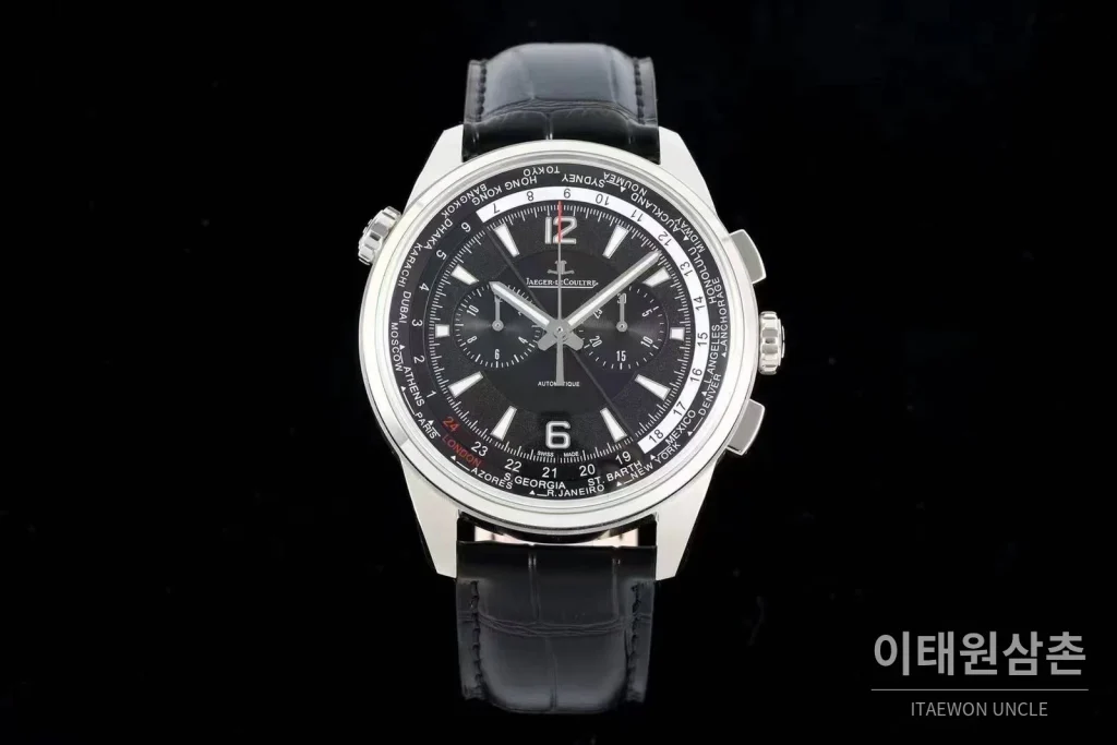 예거르쿨트르 폴라리스 월드타임 크로노그래프 스틸 블루블랙다이얼 오토매틱 44mm (2)