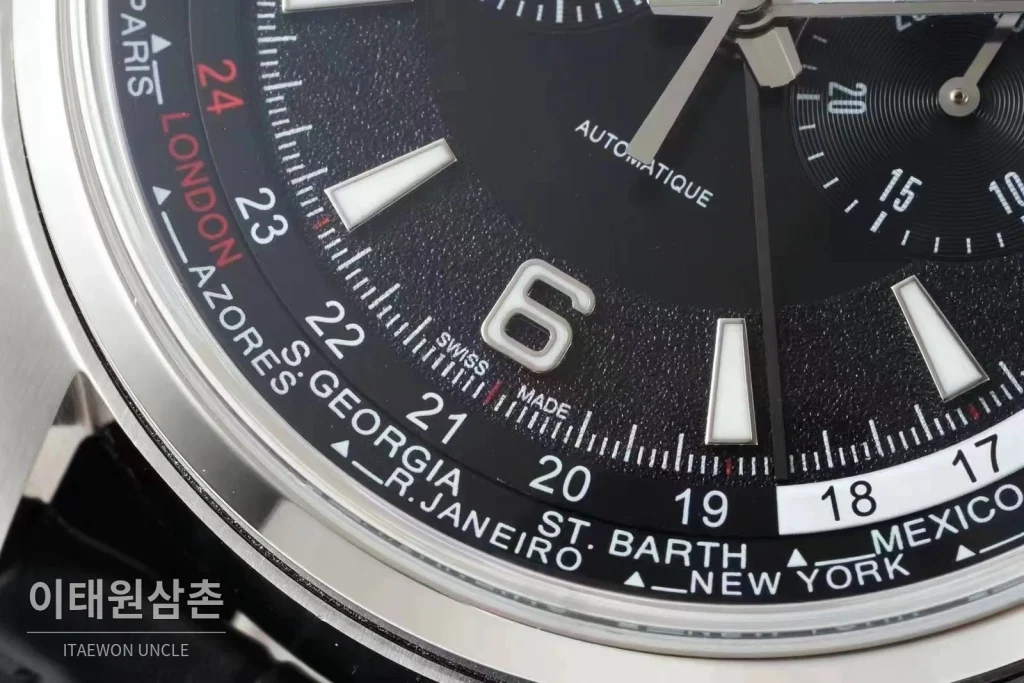 예거르쿨트르 폴라리스 월드타임 크로노그래프 스틸 블루블랙다이얼 오토매틱 44mm (2)